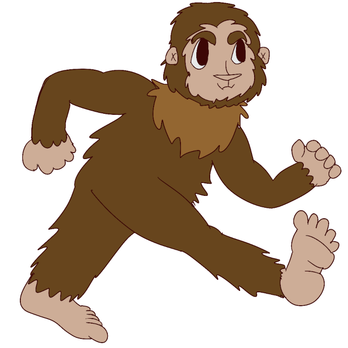 a brown bigfoot walking 